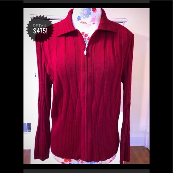 St. John Collection Jackets & Blazers - St.John Ribbed Zip Cardigan Jacket